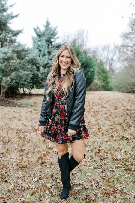 Leather Jacket // Floral Dress // Boots // Family Pictures // Mom Friendly // Date Night // 

#LTKshoecrush #LTKHoliday #LTKstyletip