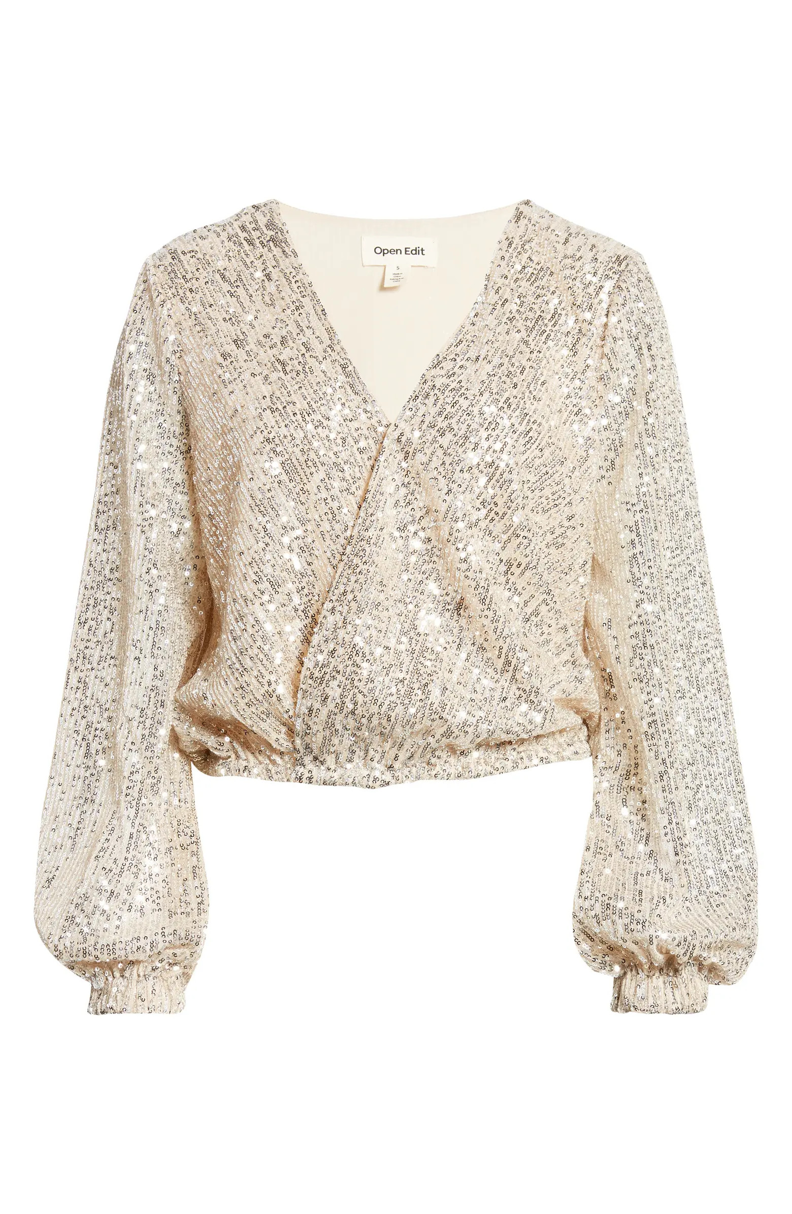 Open Edit Sequin Wrap Top | Nordstrom | Nordstrom