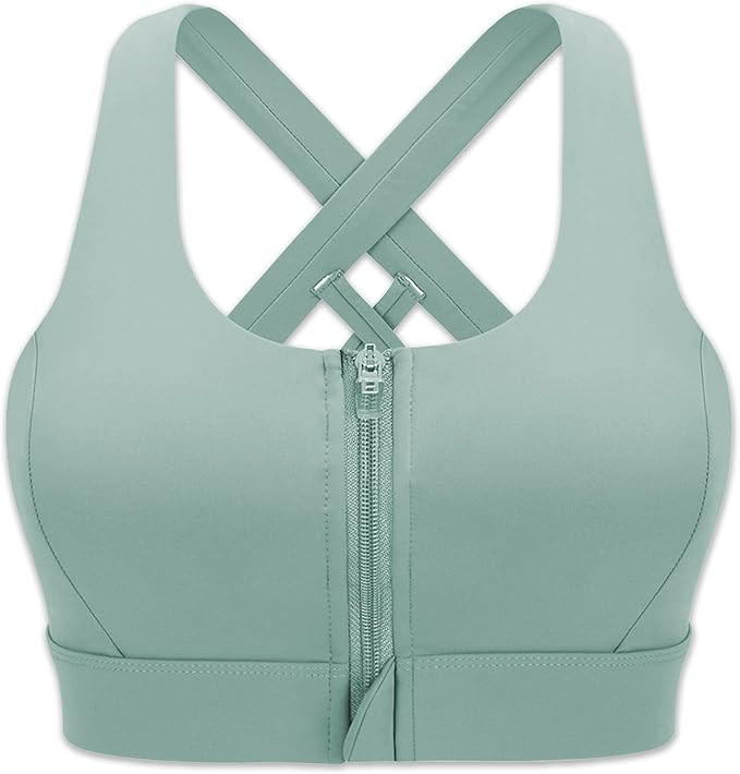 Cordaw Zipper in Front Sports Bra High Impact Strappy Back Support Workout Top | Amazon (US)