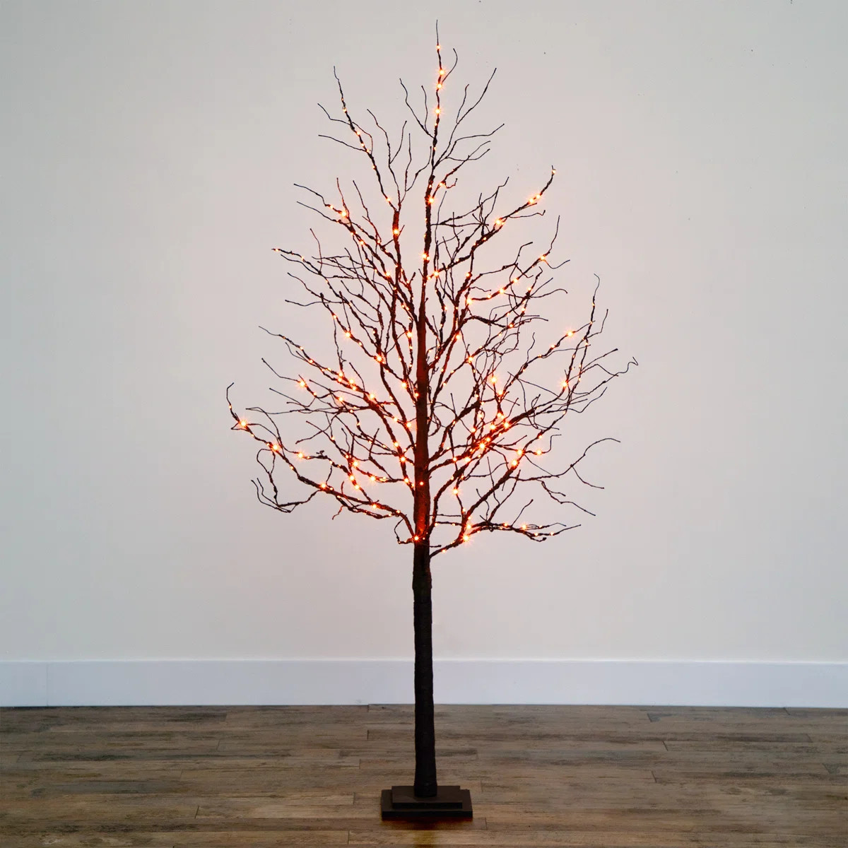 Chesham 6ft. Pre-Lit Halloween Deluxe Black Twig Artificial Fall Tree with 156 Orange and Purple ... | Wayfair North America