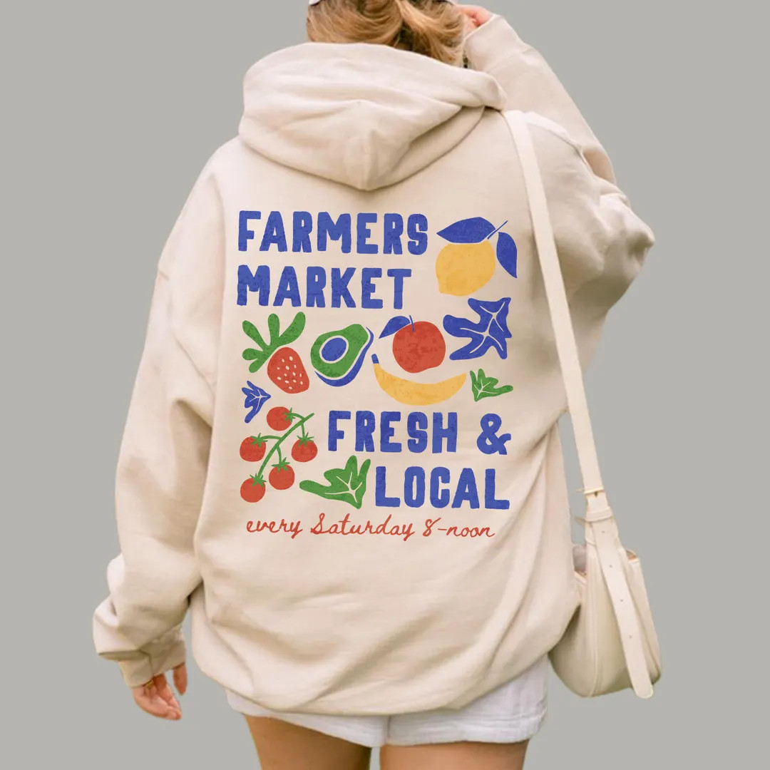 Farmers Market Hoodie | Support Fresh & Local Hooded Sweatshirt | Etsy (US)
