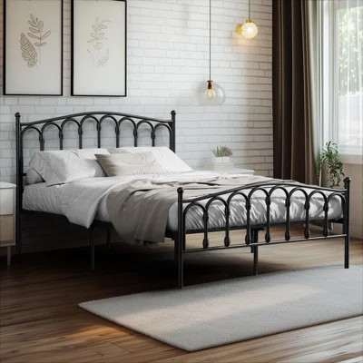 Queen Metal Bed Frame with Headboard and Footboard, Victorian Black Bed Frame, Under Storage, No Box Spring Needed | Wayfair North America