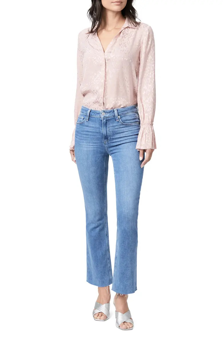 PAIGE Claudine High Waist Frayed Hem Flare Jeans | Nordstrom | Nordstrom