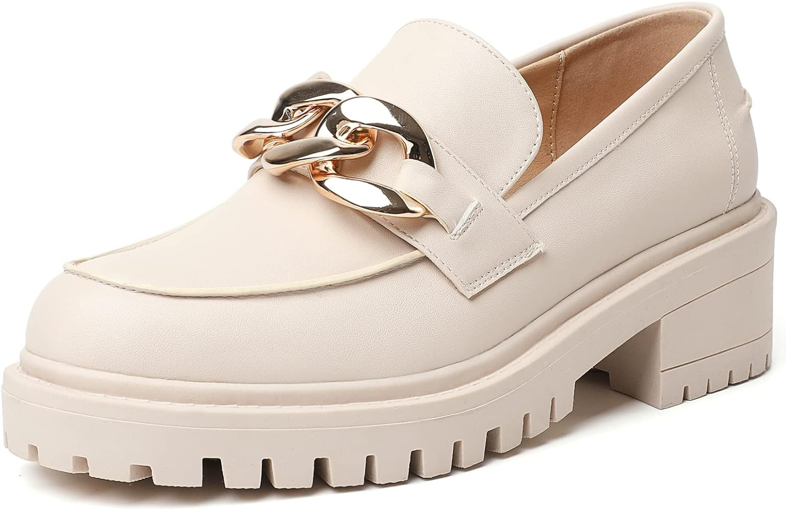 Mostrin Platform Loafers for Women with Chain Slip On Round Toe Chunky Loafer Shoes Penny Casual ... | Amazon (US)