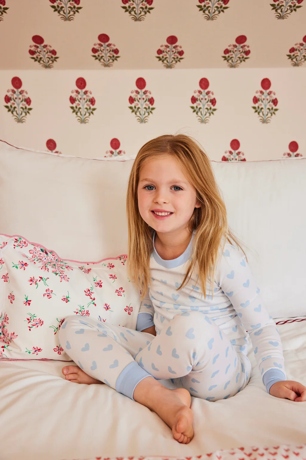 Kids Long-Long Set in French Blue Heart | Lake Pajamas