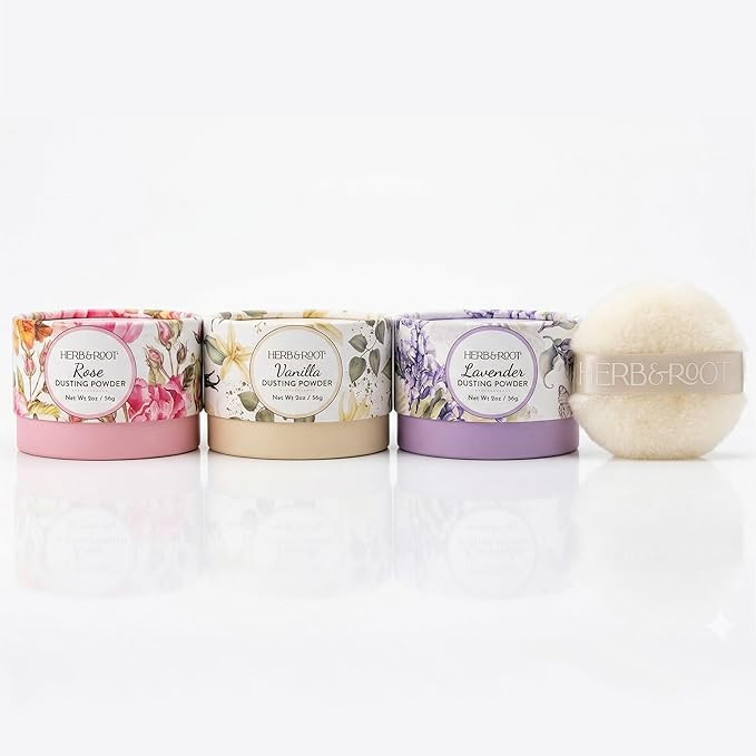 Herb & Root Talc Free Body Dusting Powders. Rose, Vanila, Sandalwood, Lavender, Jasmine, and Gift... | Amazon (US)