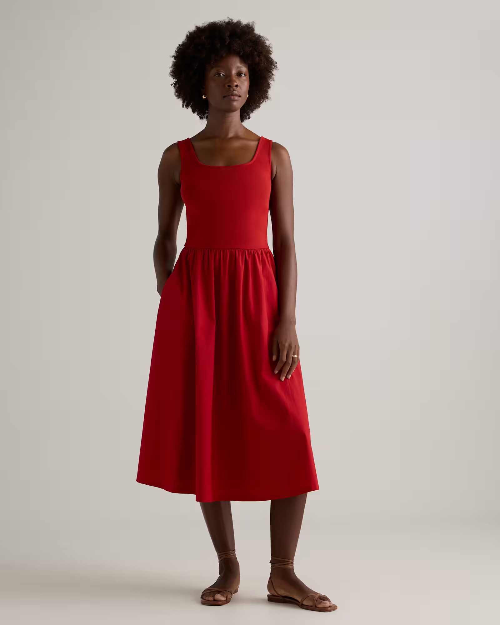 Cotton Mixed Media Tank Dress | Quince