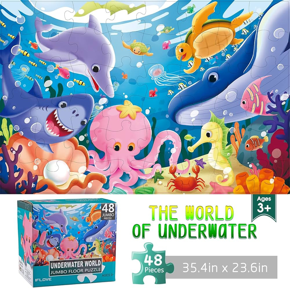 Jumbo Floor Puzzle for Kids Underwater Jigsaw Large Puzzles 48 Piece for Toddler Children Learnin... | Amazon (US)