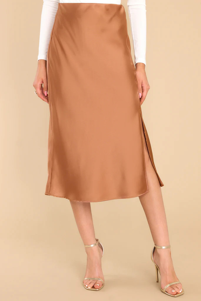 Listen To Her Caramel Midi Skirt | Red Dress 