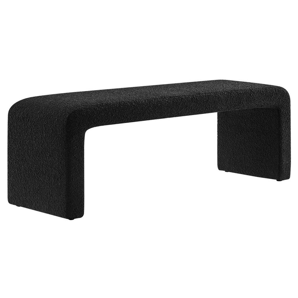Simba Boucle Fabric Waterfall Long Bench In Black | 1stopbedrooms