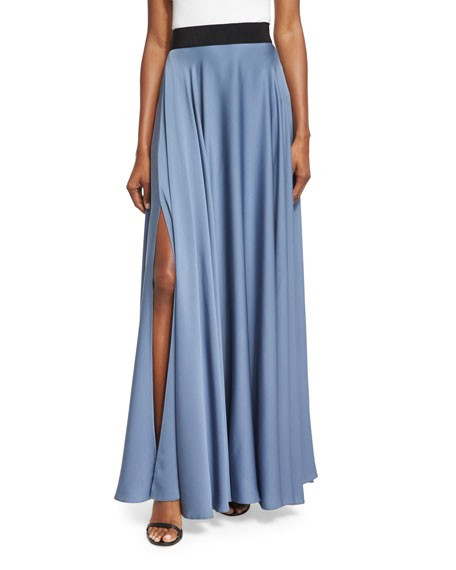 Milly Silk A-line Maxi Skirt, Denim | Bergdorf Goodman