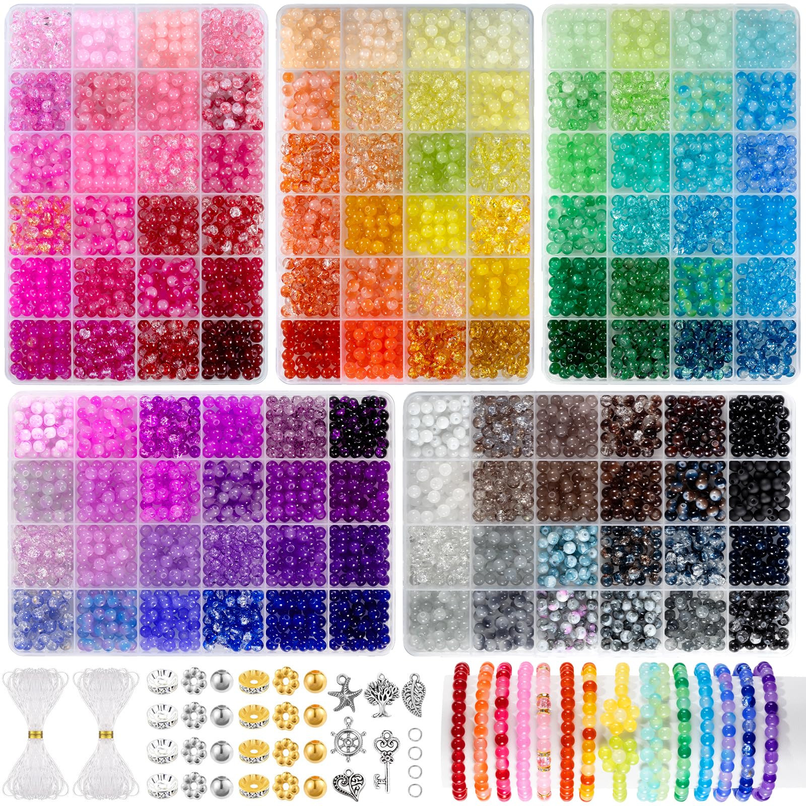Zefy 120 Colors Glass Beads Bracelet Making Kit, 6mm 3876pcs Crystal Beads for Jewelry Making and... | Amazon (CA)