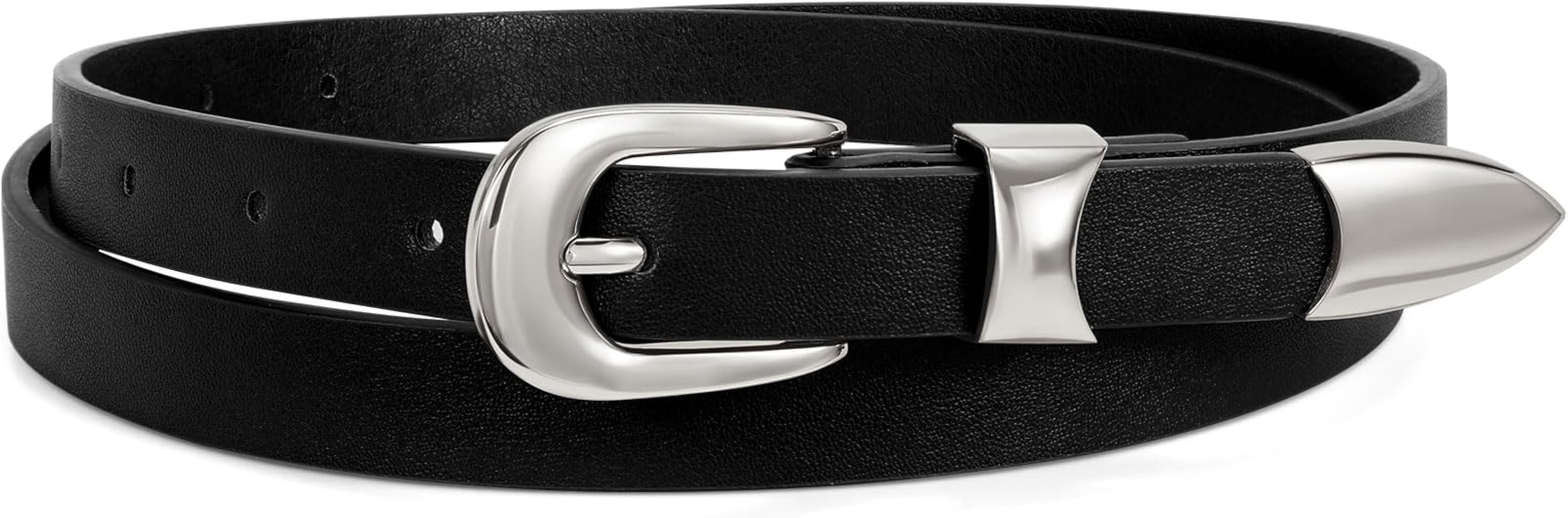 WERFORU Women Leather Belt Fashion Ladies Skinny Belt Elegant Thin Waist Belt for Jeans Dress | Amazon (UK)