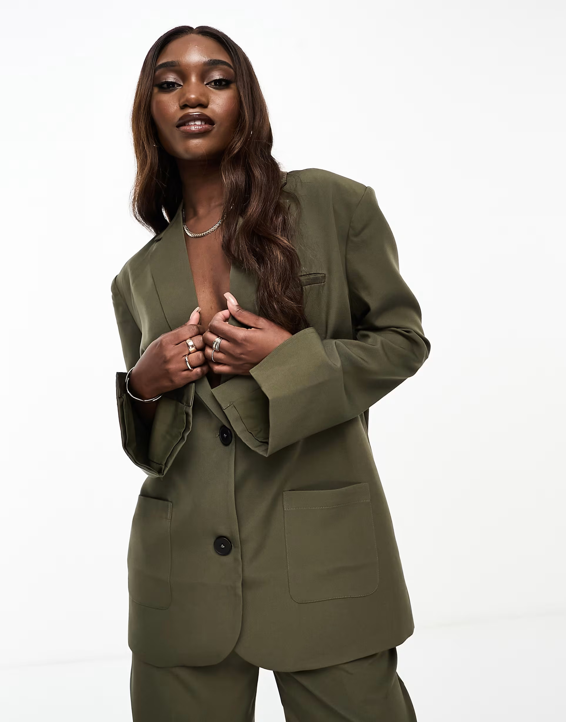 4th & Reckless blazer co-ord in khaki | ASOS (Global)