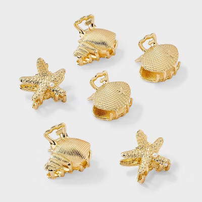 Girls' 6pk Gold Costal Claw Clip Set - art class™ | Target
