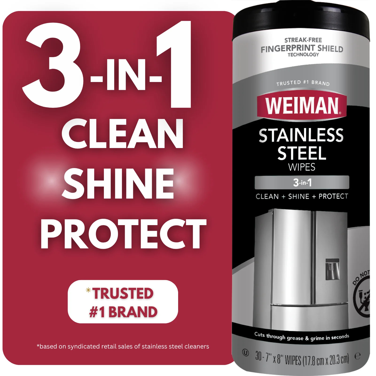 Weiman Stainless Steel Appliance Cleaning Wipes,  Streak-Free Shine, 30 Count | Walmart (US)