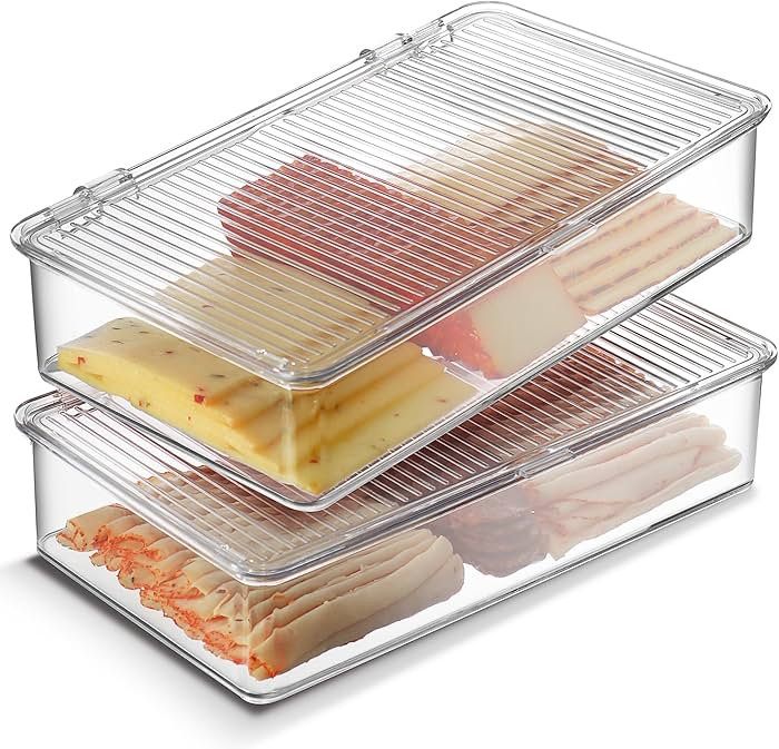 Tafura Bacon Container For Refrigerator (2 Pack) Fridge Storage Organizer | Cheese & Deli Storage... | Amazon (US)