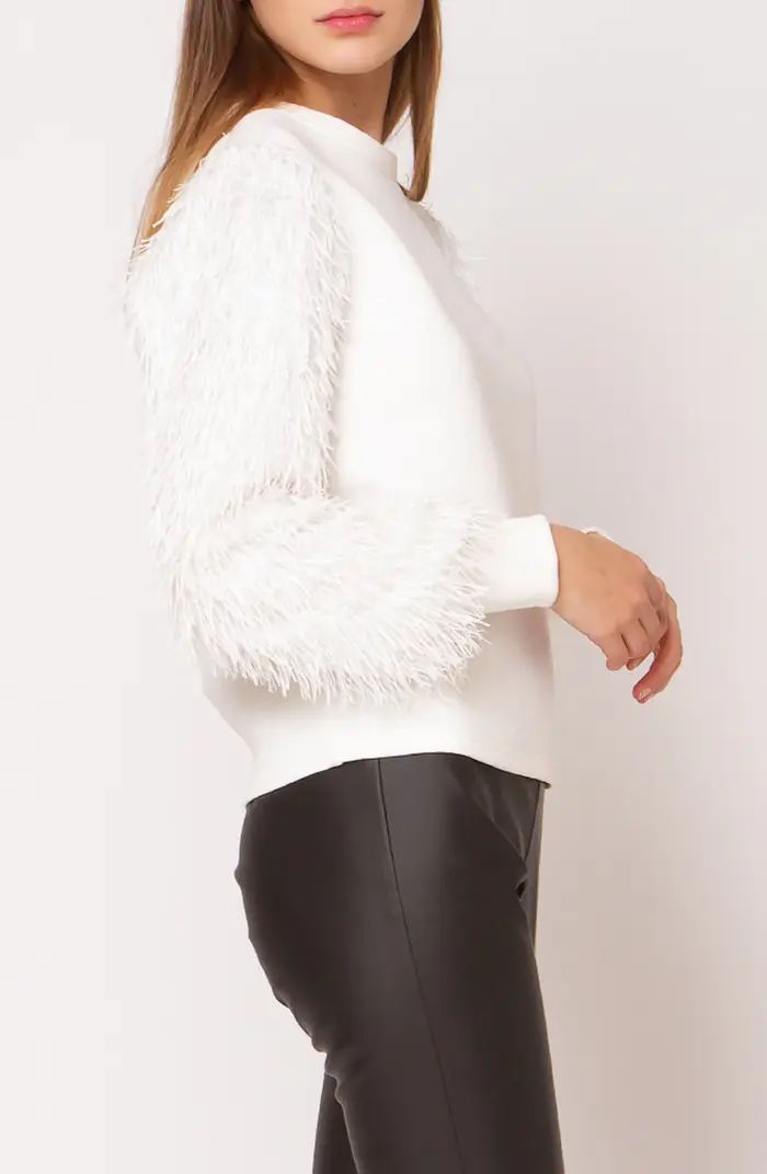 GRACIA Faux Fur Fringe Sleeve Crewneck Pullover | Nordstromrack | Nordstrom Rack