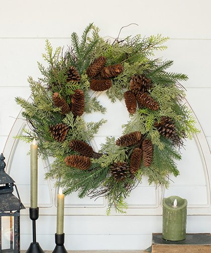 Ragon House | Green & Brown Cedar Pinecones Wreath | Zulily