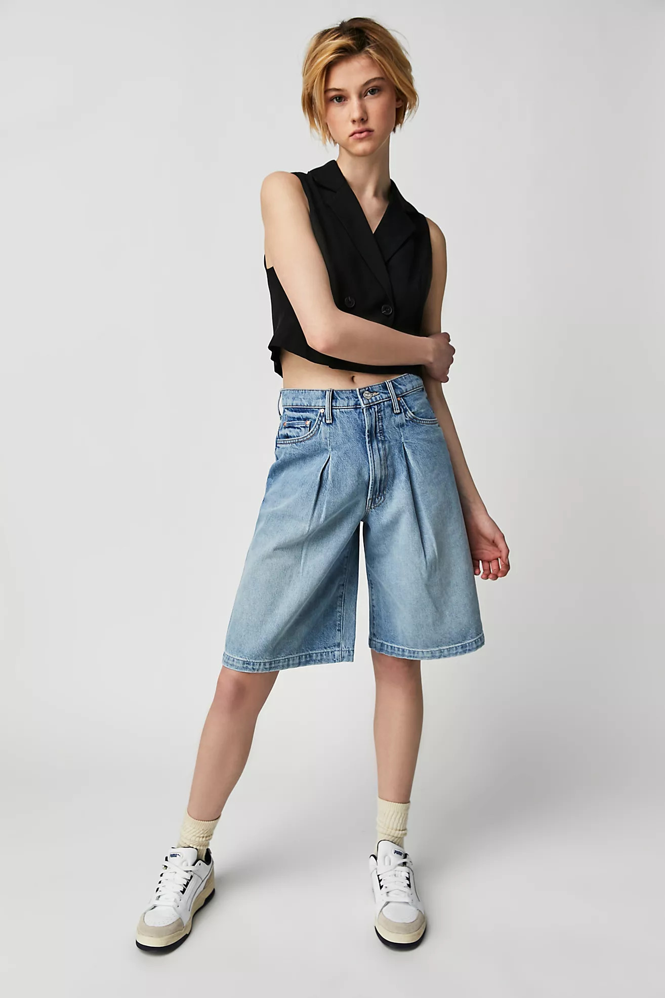 MOTHER The Pleated Undercover Shorts | Free People (Global - UK&FR Excluded)