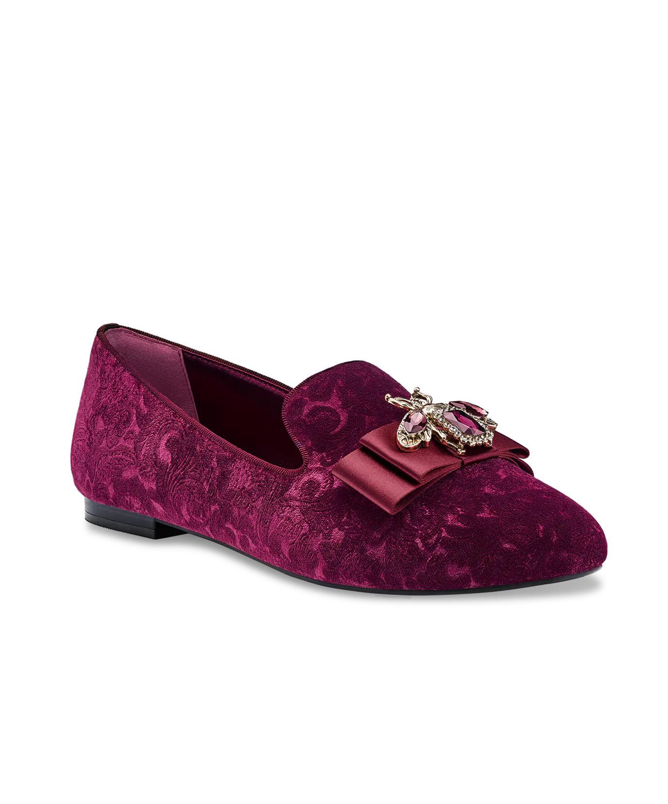 The Starling - Wine Embossed Velvet Bee | BIRDIES