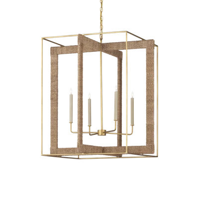 Purebred 4 - Light Statement Geometric Chandelier with Rope Accents | Wayfair North America