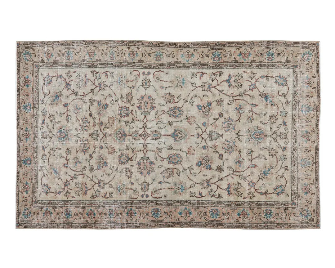 Vintage Turkish Oushak Rug 5x8: Neutral Wool Anatolian Carpet | Etsy (US)