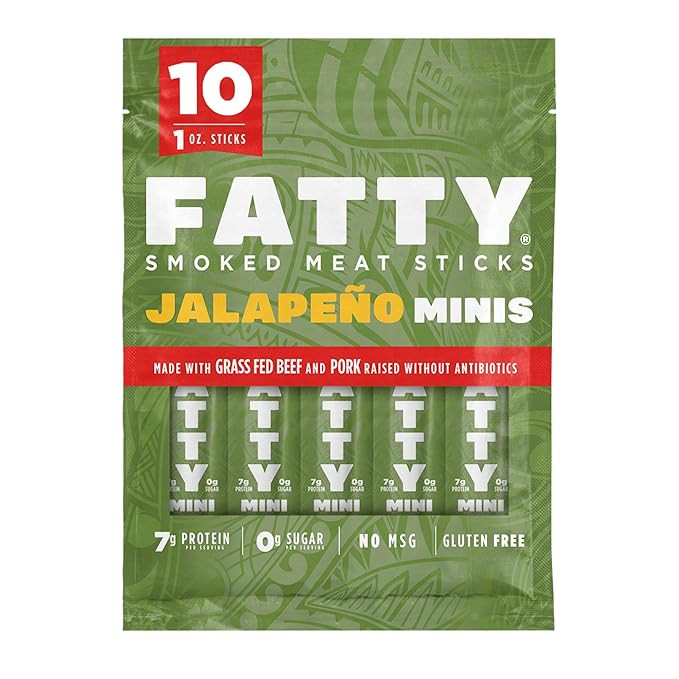 FATTY Mini Meat Sticks, Made with Grass Fed Beef, Pork Raised Without Antibiotics, 7g Protein Per... | Amazon (US)