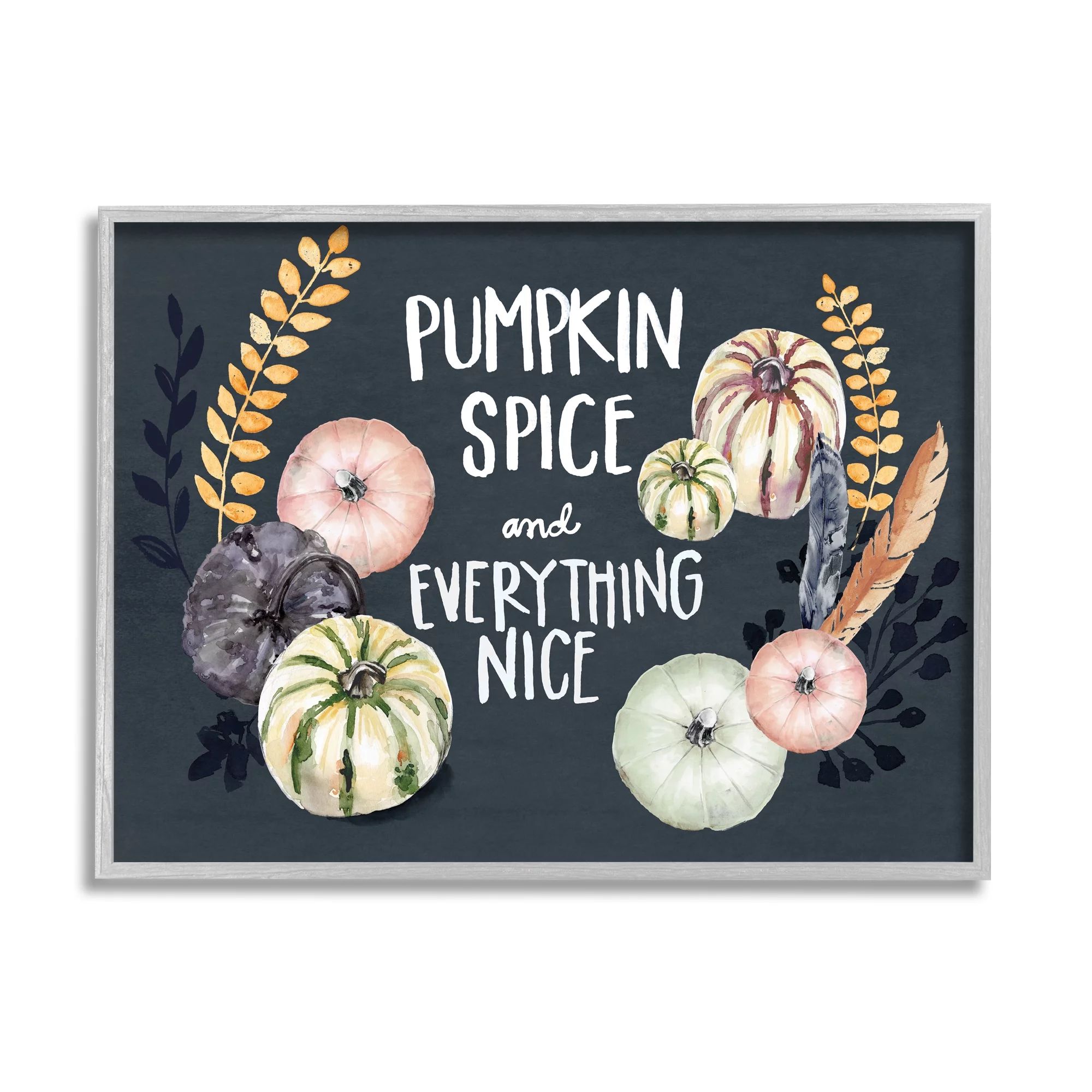 Stupell Industries Pumpkin Spice Everything Nice Phrase Autumn Harvest Feathers Graphic Art Gray ... | Walmart (US)