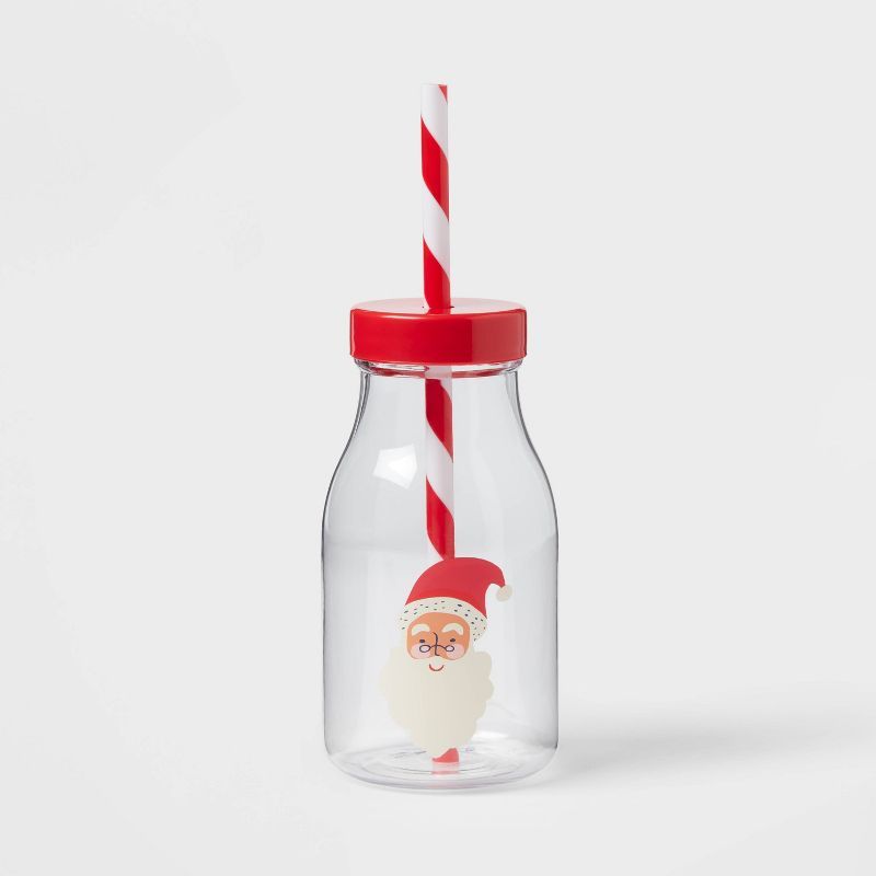 12oz Plastic Caucasian Santa Milk Jug with Straw - Wondershop™ | Target