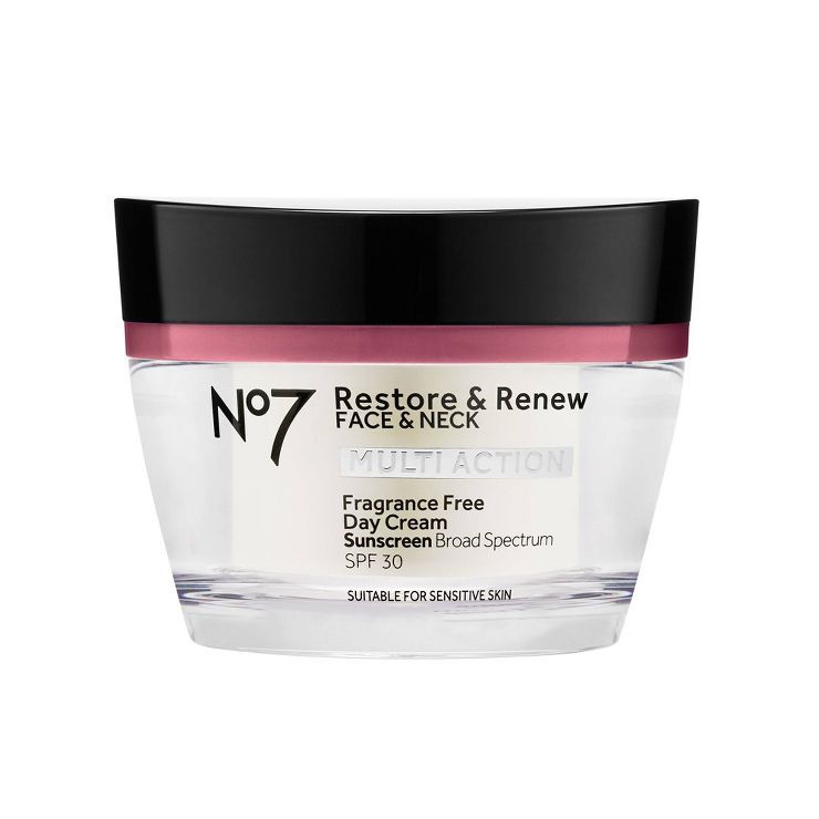 No7 Restore & Renew Face & Neck Multi Action Fragrance Free Day Cream with SPF 30 - 1.69 fl oz | Target