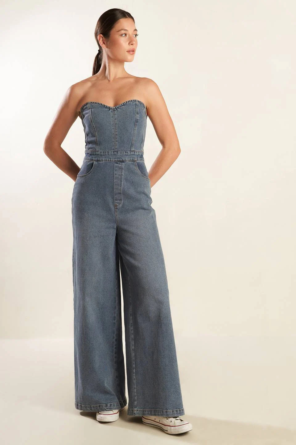 LOOK WHAT WE STARTED DENIM JUNPSUIT DENIM BLUE / S | Casual Chic Boutique