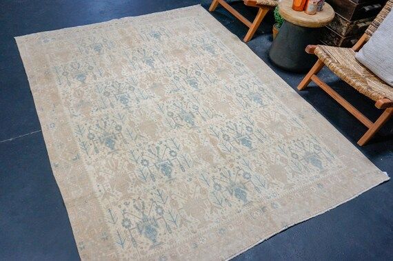 58 X 78 Classic Vintage Carpet Muted Denim Blue  Cream SB | Etsy | Etsy (US)