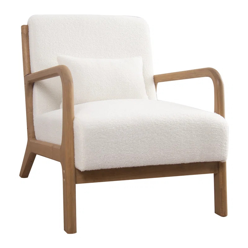 Hertford 26" Wide Mid Century Upholstered Solid Wood Accent Chair with an Extra Pillow | Wayfair North America
