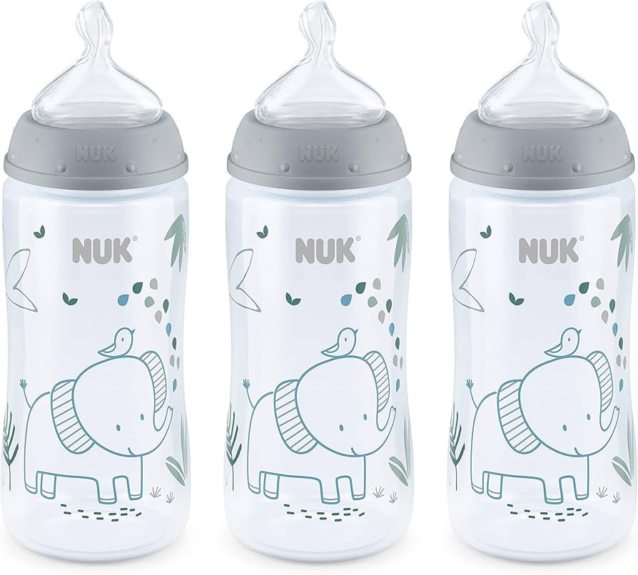 NUK Smooth Flow Anti Colic Baby Bottle, 10 oz, 3 Pack, Elephant | Amazon (US)