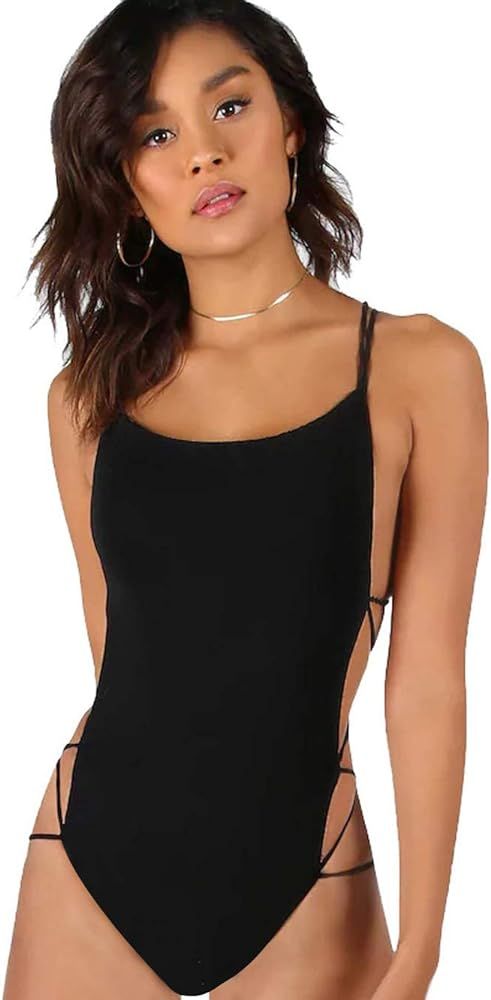 Verdusa Women's Sleeveless Scoop Neck Strappy Backless Bodysuit | Amazon (US)