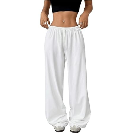 RoseSeek Women's Drawstring Waist Straight Streetwear Long Wide Leg Pants Casual Loose Baggy Work... | Amazon (US)