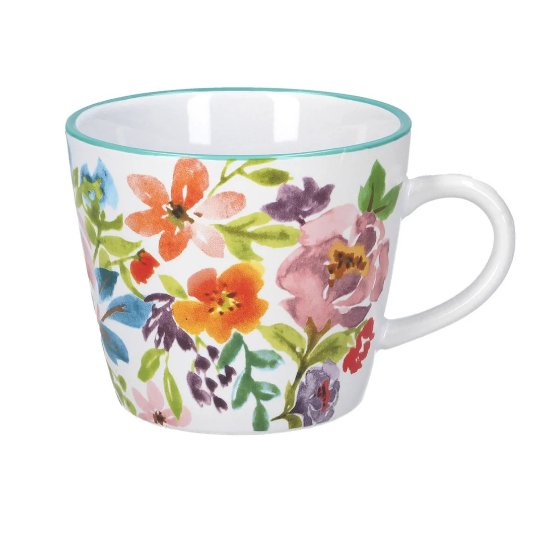 Colourful Flowers Illustrated Mug - Peonies Floral Ceramic Mug - Coffee Tea Mug - Pretty Vintage ... | Etsy (UK)