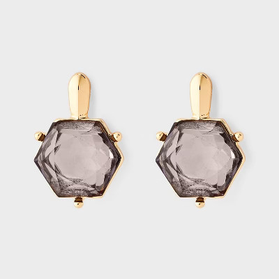 Clear Stone Hexagon Earring - A New Day™ Gray/Gold | Target
