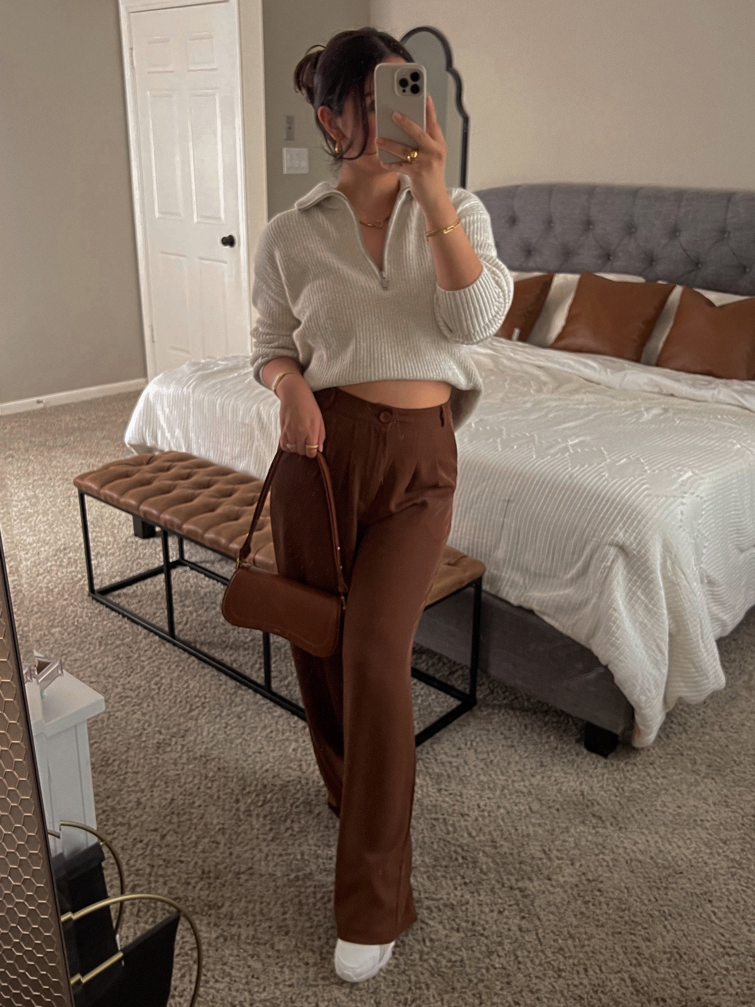 Casual chic fall outfit inspo 

Trousers are a bit long on me not petite friendly.

#LTKitbag #LTKshoecrush #LTKSeasonal
