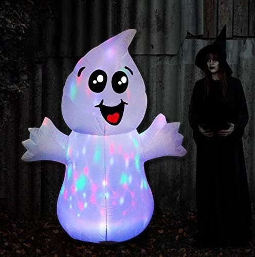 GOOSH 5 FT Halloween Inflatable Outdoor Cute Ghost with Magic Light, Blow Up Yard Decoration Clea... | Amazon (US)