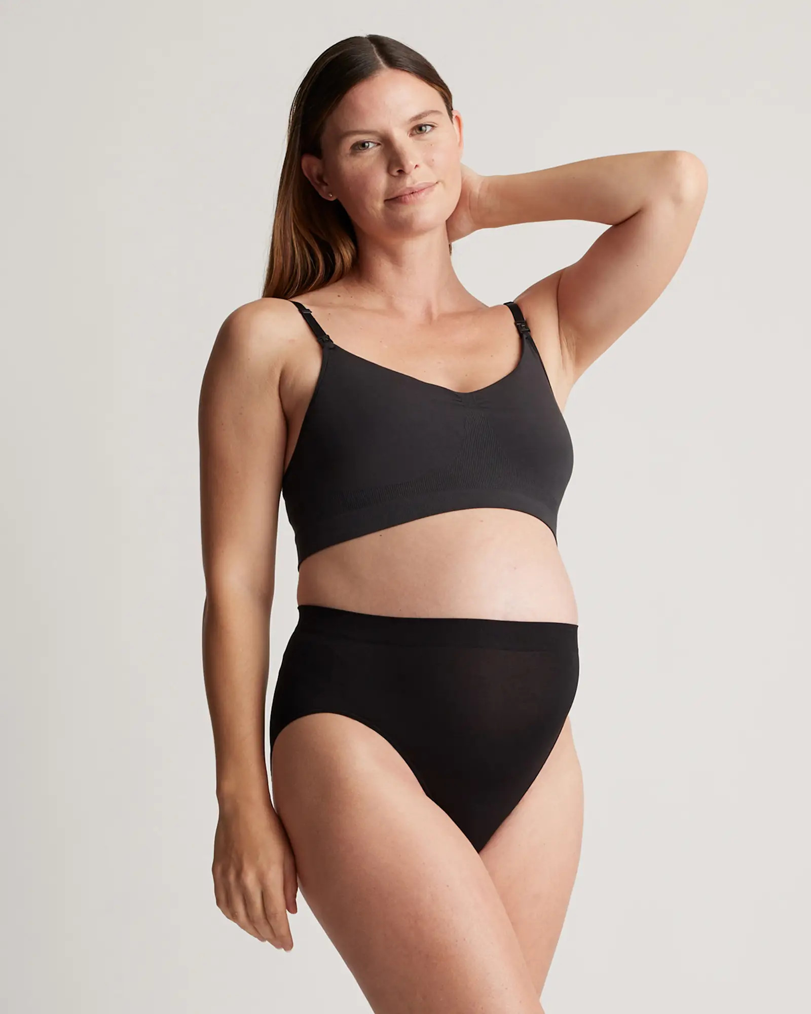 Comfort Rib Maternity Nursing & Pumping Bralette (2-Pack) in Black | Quince
