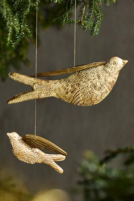 Golden Songbird Ornaments, Set of 2 | Anthropologie (US)