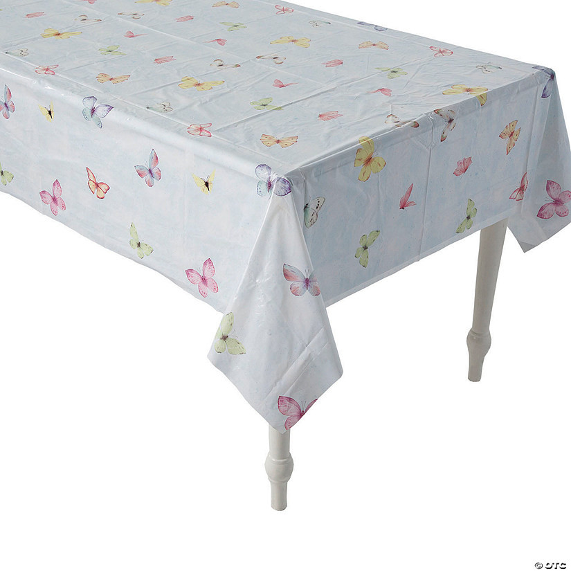 108" x 54" Butterfly Party Rectangle Disposable Plastic Tablecloth | Oriental Trading Company