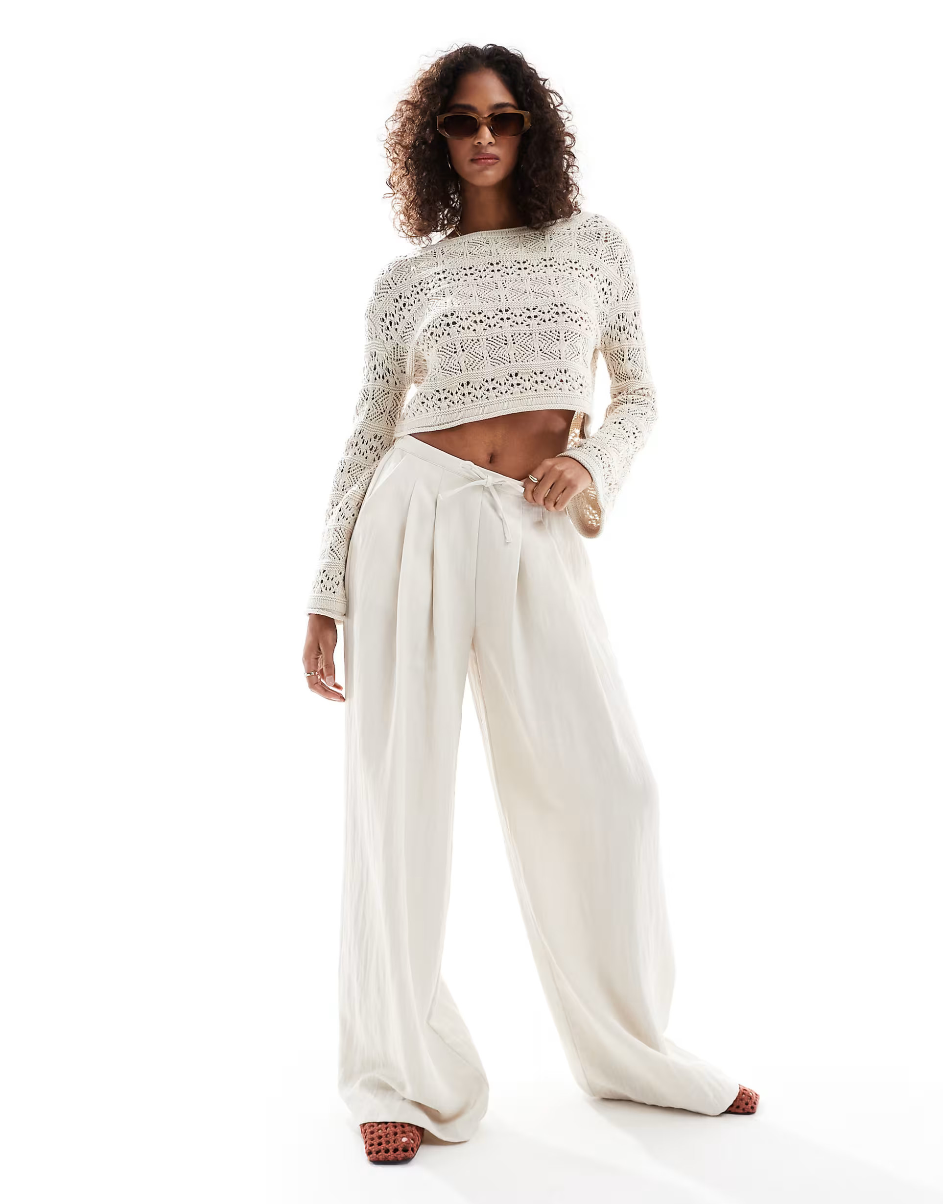 Cotton On crochet boatneck pullover in stone | ASOS | ASOS (Global)