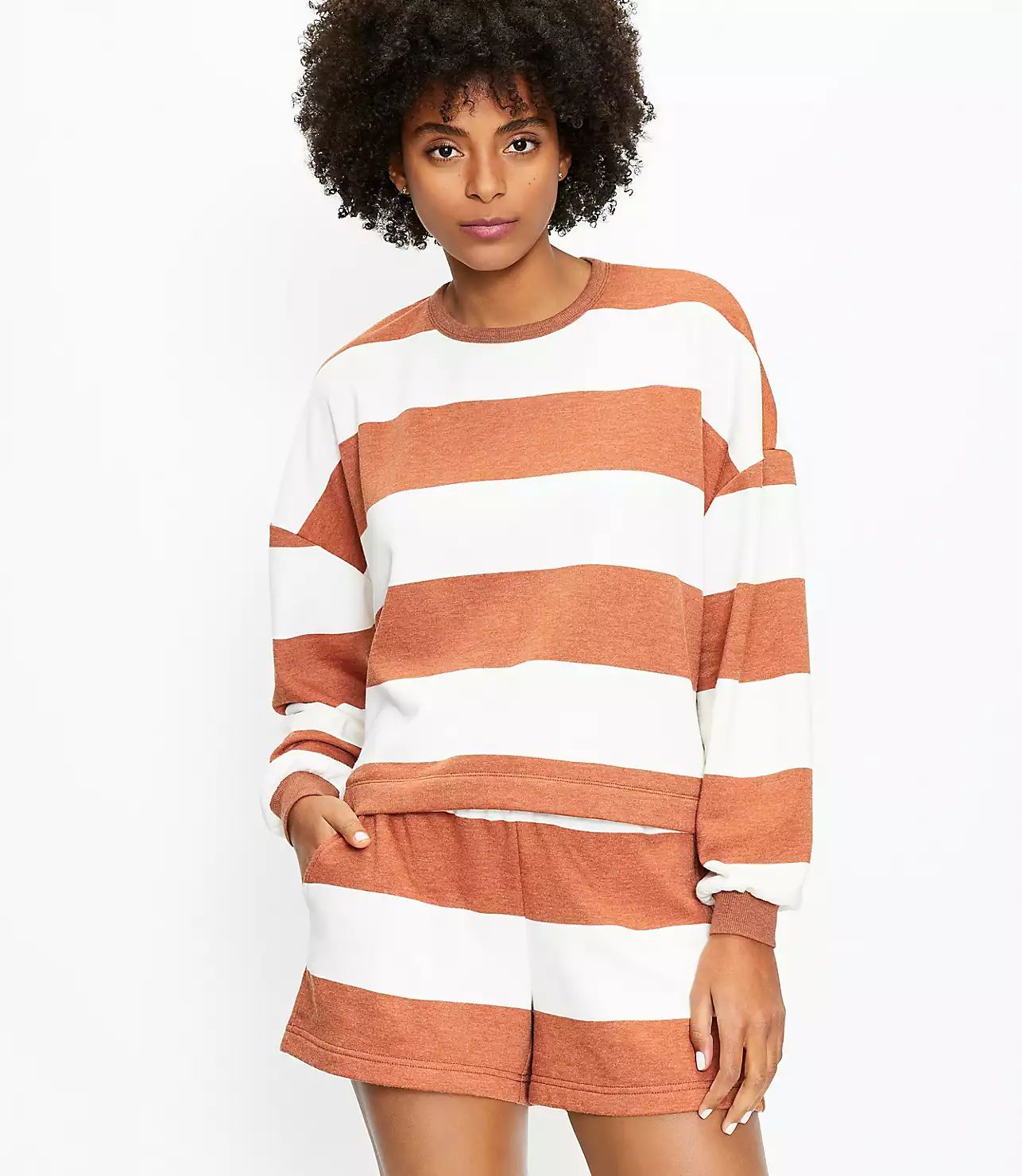 Lou & Grey Striped Cozy Cotton Terry Sweatshirt | LOFT