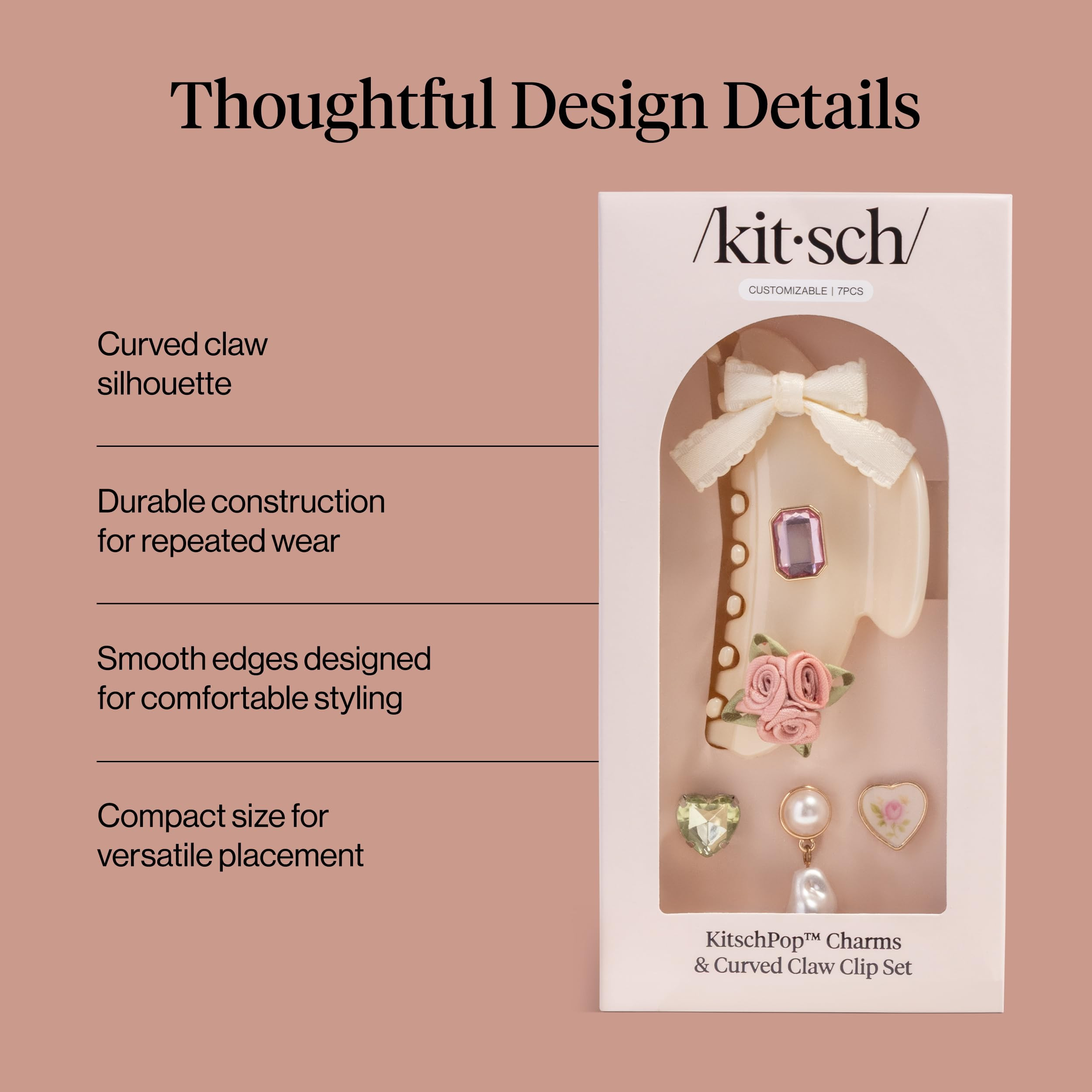 KitschPop ™ Hair Clips For Women with Charm Sets -Customizable Curved Claw Clip With Interchang... | Amazon (US)