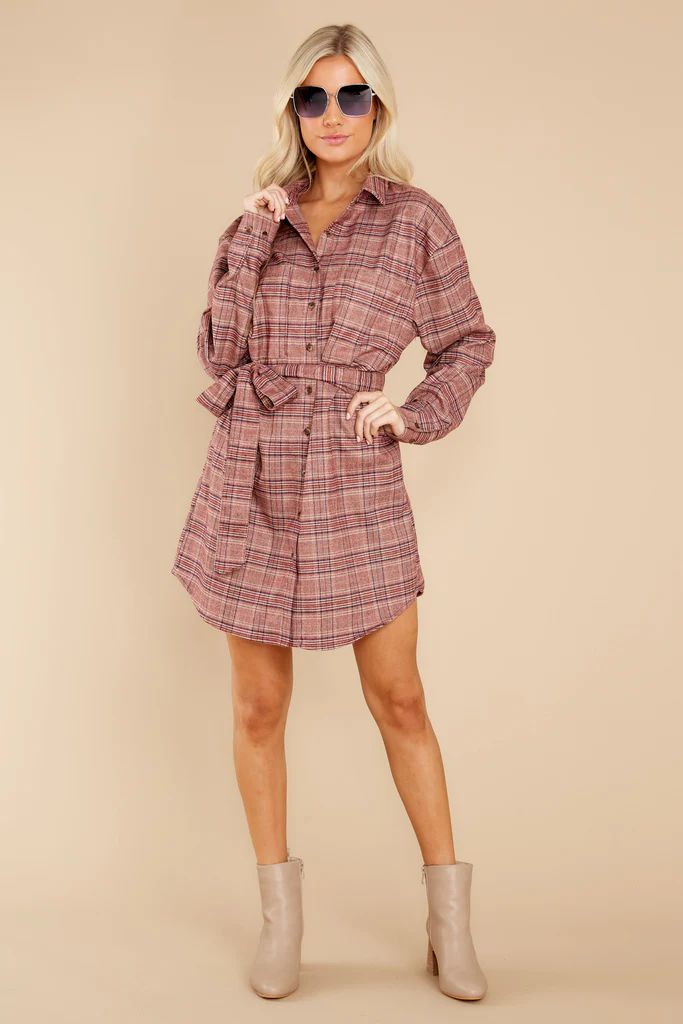 So Darling Dusty Rose Plaid Dress | Red Dress 