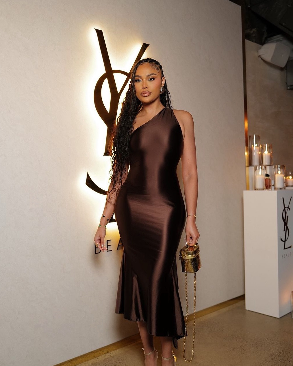 Spent the night with YSL 🤎

Oh Polly brown satin asymmetric midi dress x

#LTKuk #LTKpartywear