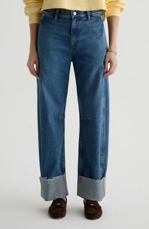 AG Mercer Cuffed Raw Hem High Waist Barrel Jeans in 11 Years Enrich at Nordstrom, Size 25 | Nordstrom